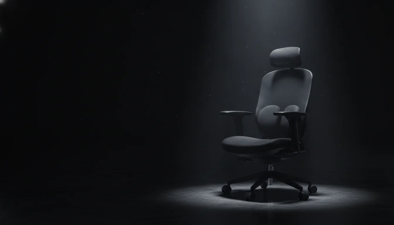 Silla ejecutiva GREMPO bajo un haz de luz en estudio